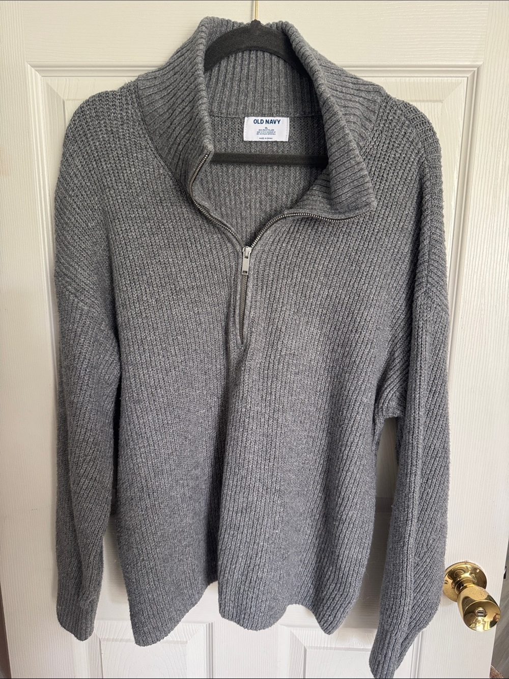 Old Navy Gray Ribbed Half-Zip Pullover